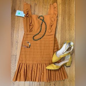 COPY - EUC SUMMER Dress, Pleated Skirt, Ruffled Straps, Size Small/Medium